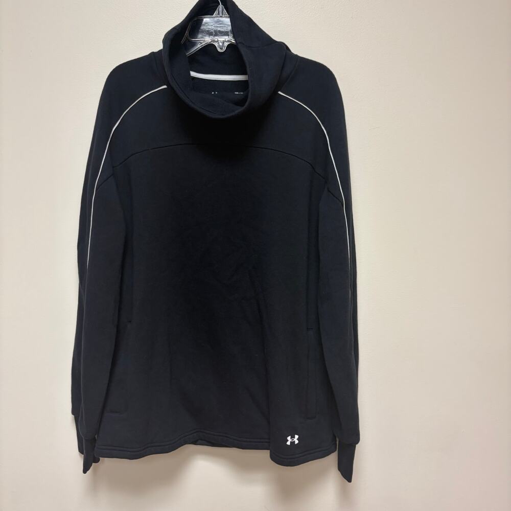 Under Armour Rival Fleece Funnel Neck Black Pullover Sweatshirt Gorpcore M